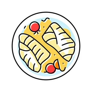 Baked cod fish color icon vector illustration Stock Illustration