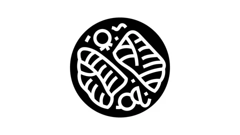 Baked cod fish glyph icon animation Stock Footage 326146195