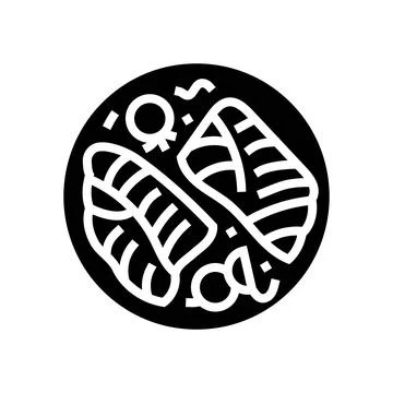 Baked cod fish glyph icon vector illustration Stock Illustration