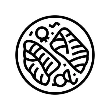 Baked cod fish line icon vector illustration Stock Illustration