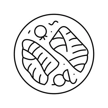 Baked cod fish line icon vector illustration Stock Illustration