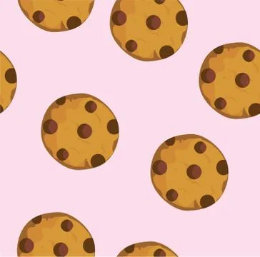 Baked cookies in front of a pink background vector image Stock Illustration