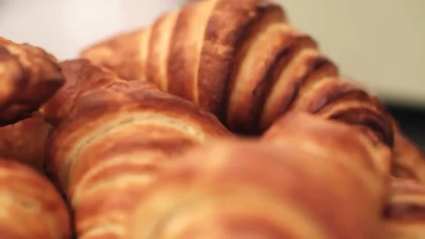 Baked croissants Stock Footage 129077393