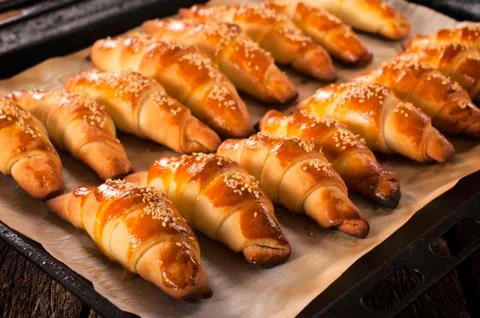 Baked croissants Stock Photos
