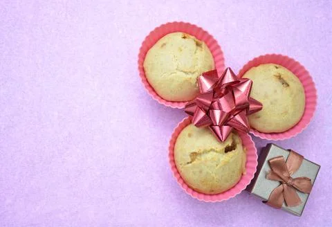 Baked cupcakes on the table. Stock Photos