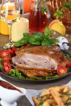 Baked drumstick turkey Stock Photos