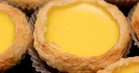 Baked Egg tart Stock Footage 87310807