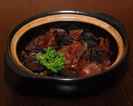 Baked eggplants with lamb Stock Photos