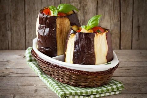 Baked eggplants Фото