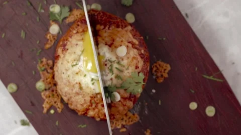 Baked Eggs With Bagels Stock Footage 245137220