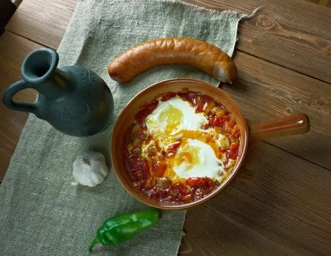 Baked eggs Foto stock