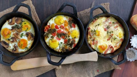 Baked Eggs Recipes Stock Footage 244990826