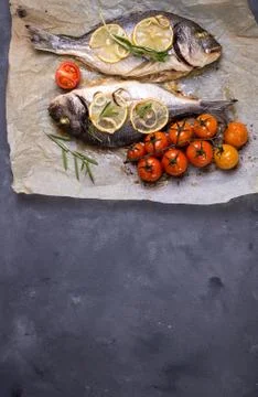 Baked fish background Foto stock
