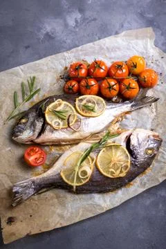 Baked fish Foto stock