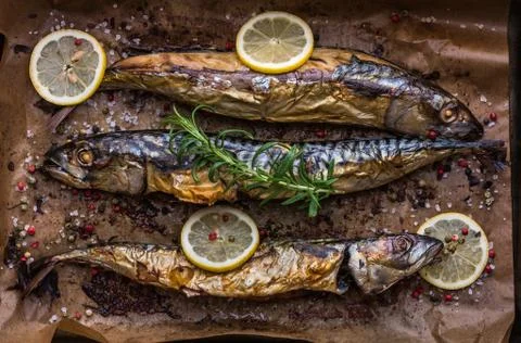 Baked Fish on a Roaster Pan Stock Photos