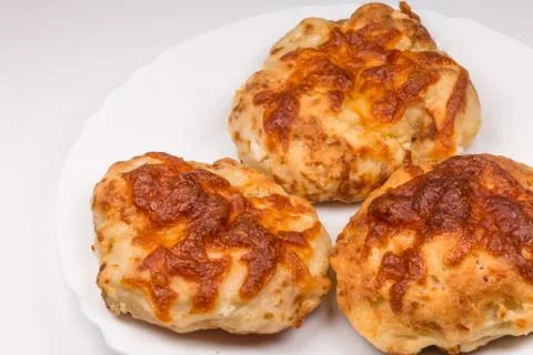 Baked flat bread with cheese Stock Photos