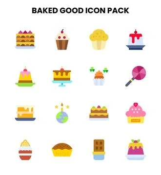 Baked Good Flat Bundle Icons Pack Stock Illustration