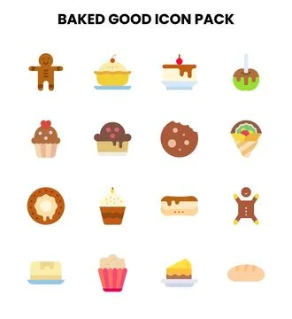 Baked Good Flat Set Icons Pack Stock Illustration
