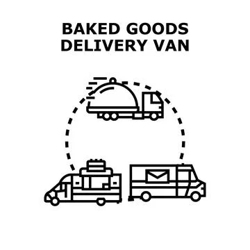 Baked goods delivery van concept illustration Stock Illustration