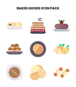 Baked Goods Flat Bundle Icons Pack Stock Illustration