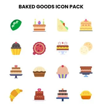 Baked Goods Flat Bundle Icons Pack Stock Illustration