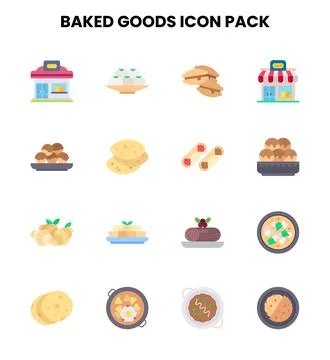 Baked Goods Flat Icons Pack Stock Illustration