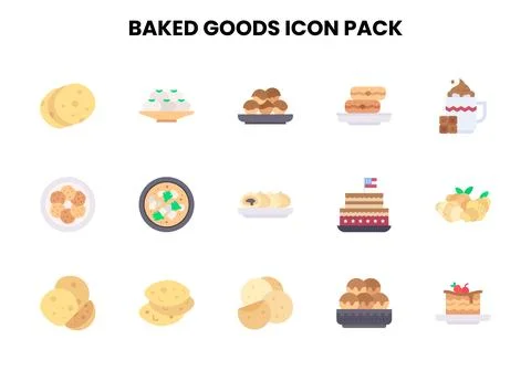 Baked Goods Flat UI Icons Pack Stock Illustration