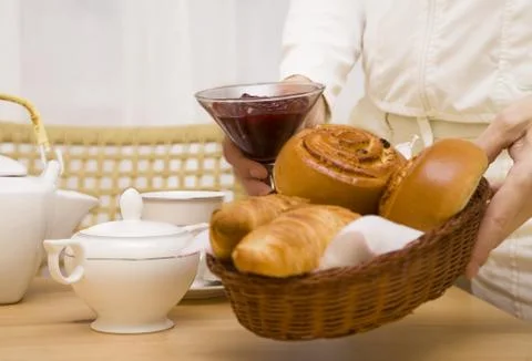 Baked goods with jam 스톡 사진