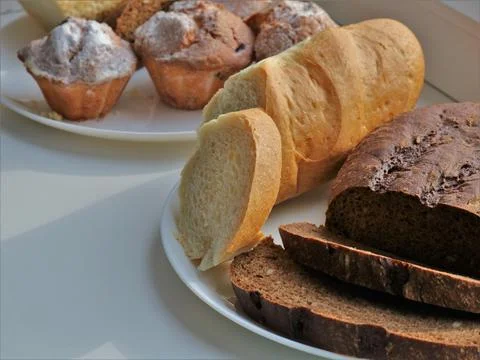 Baked goods on the kitchen table Stock Photos