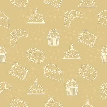 Baked goods, seamless pattern Illustrazione stock