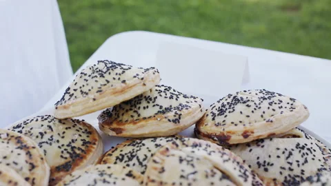 Baked goods on a table Video stock 138464448