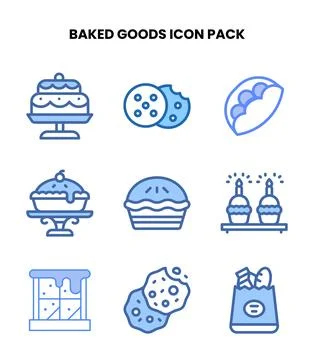 Baked Goods Two Colour Design Icons Pack Stock Illustration