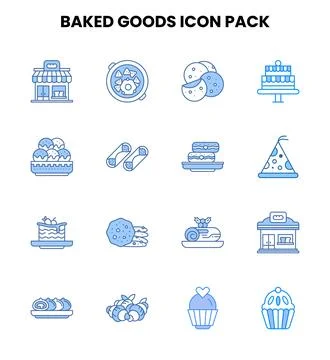Baked Goods Two Colour Graphics Icons Pack Stock Illustration