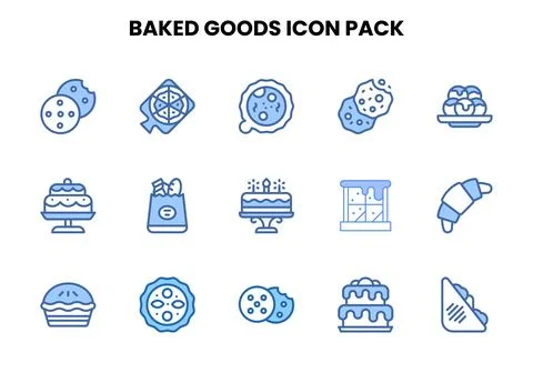 Baked Goods Two Colour Graphics Icons Pack Stock Illustration