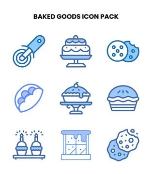 Baked Goods Two Colour Set Icons Pack Stock Illustration