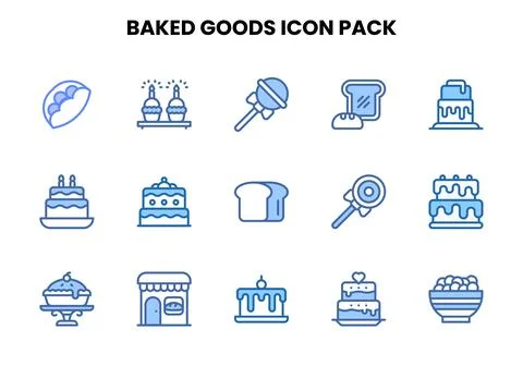 Baked Goods Two Colour UI Icons Pack Stock Illustration