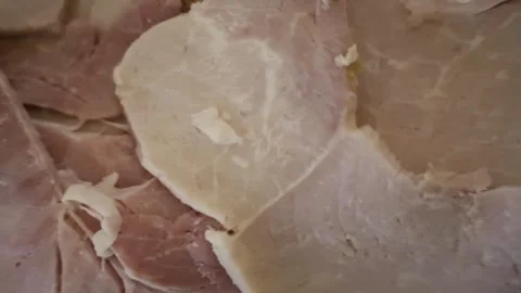 Baked Ham Extreme Close up pan right Shamong New Jersey 4k Stock Footage 274844308