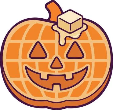 Baked jack o lantern pumpkin with butter Stock Illustration