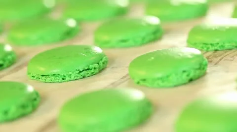 Baked macaroon dough pan left Stock Footage 11473328
