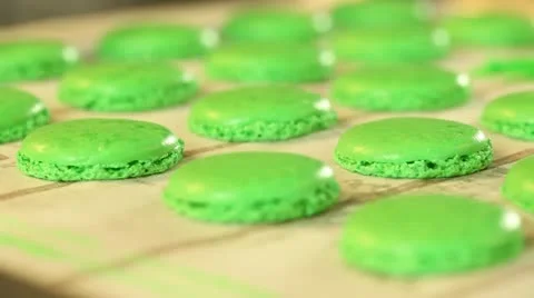 Baked macaroon dough pan right Video stock 11473334