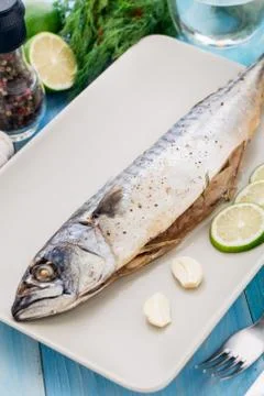 Baked mackerel Stock Photos
