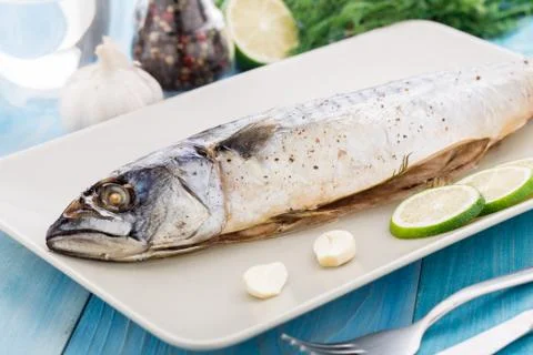 Baked mackerel Stock Photos
