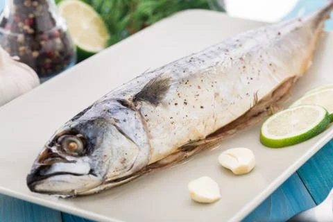 Baked mackerel Stock Photos