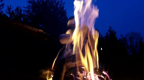 Baked marshmallows over a campfire Stock Footage 50367764
