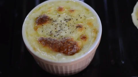 Baked Mashed Potato with Cheese. Stock Footage 87195007
