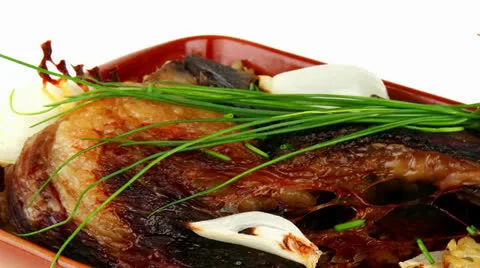 Baked meat served Vídeos de archivo 25165007