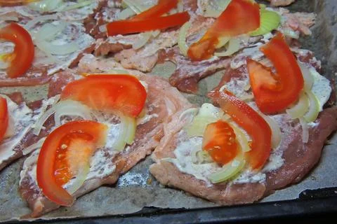 Baked meat with vegetables Stock Photos