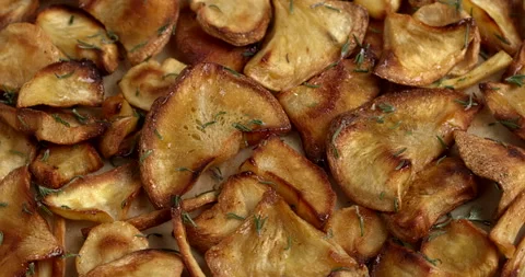 Baked parsnip chips background. Stock Footage 296286547