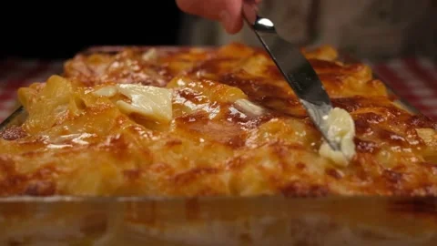 Baked pasta serving Stock Footage 240134250