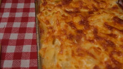 Baked pasta serving Stock Footage 254727862